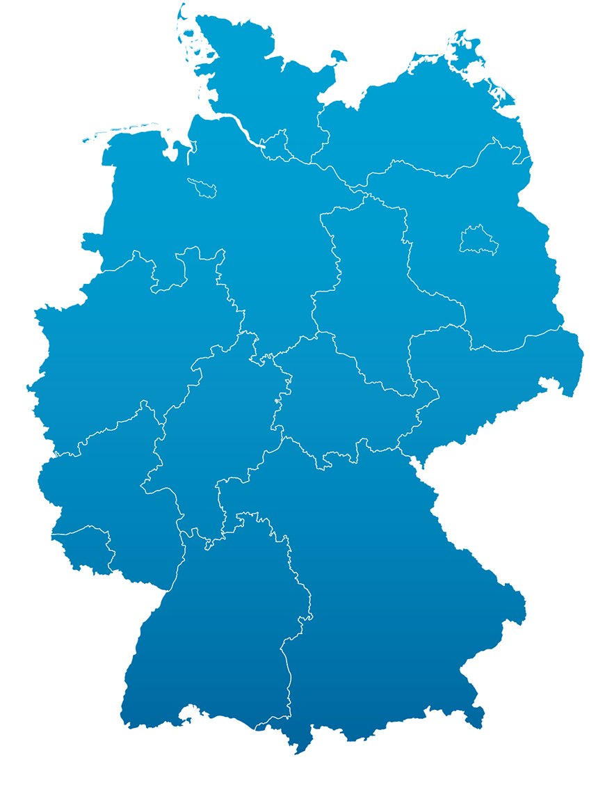Deutschlandkarte mit Grenzen von Bundesländern Grafik: ©Manuel Adorf - stock.adobe.com Deutschlandkarte mit Grenzen von Bundesländern
