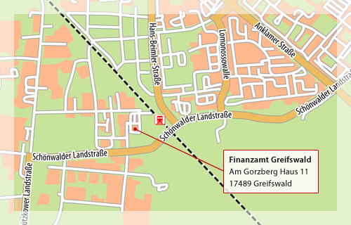 Anfahrt Finanzamt Greifswald