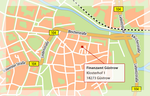 Anfahrt Finanzamt Güstrow