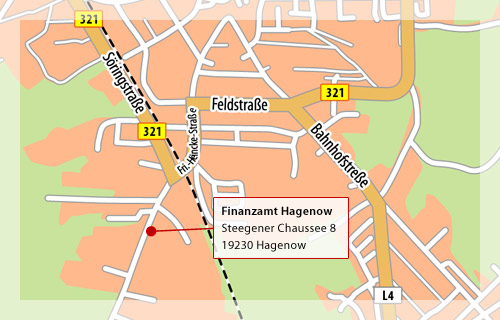 Anfahrt Finanzamt Hagenow